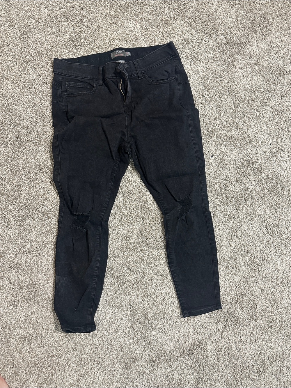 torrid Black Skinny Jeans with Knee Distress
